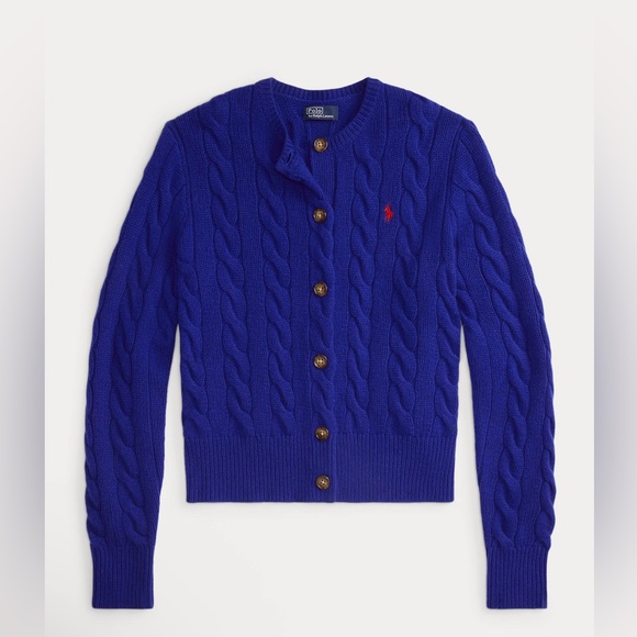 Polo by Ralph Lauren Women's  Cable Knit wool cashmere cardigan xl - Picture 2 of 5
